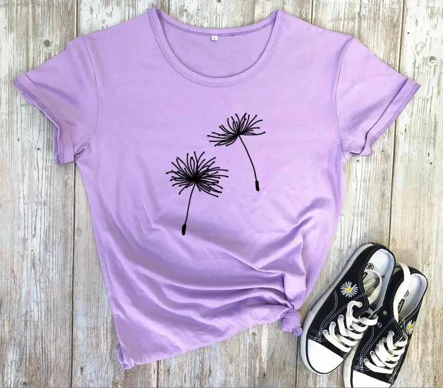 Black Dandelion Print T-Shirt for Women - Image 8