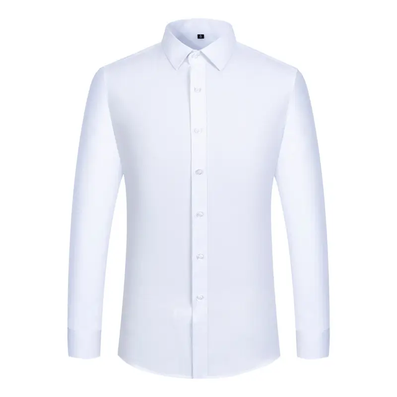 Men's Long Sleeve Business White Shirt Solid Color - Image 10