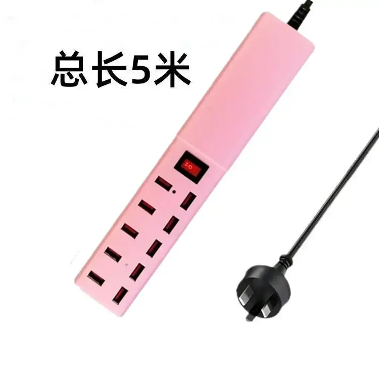 Pink 10-Port USB Charging Head with 2-Pin Plug - Image 10