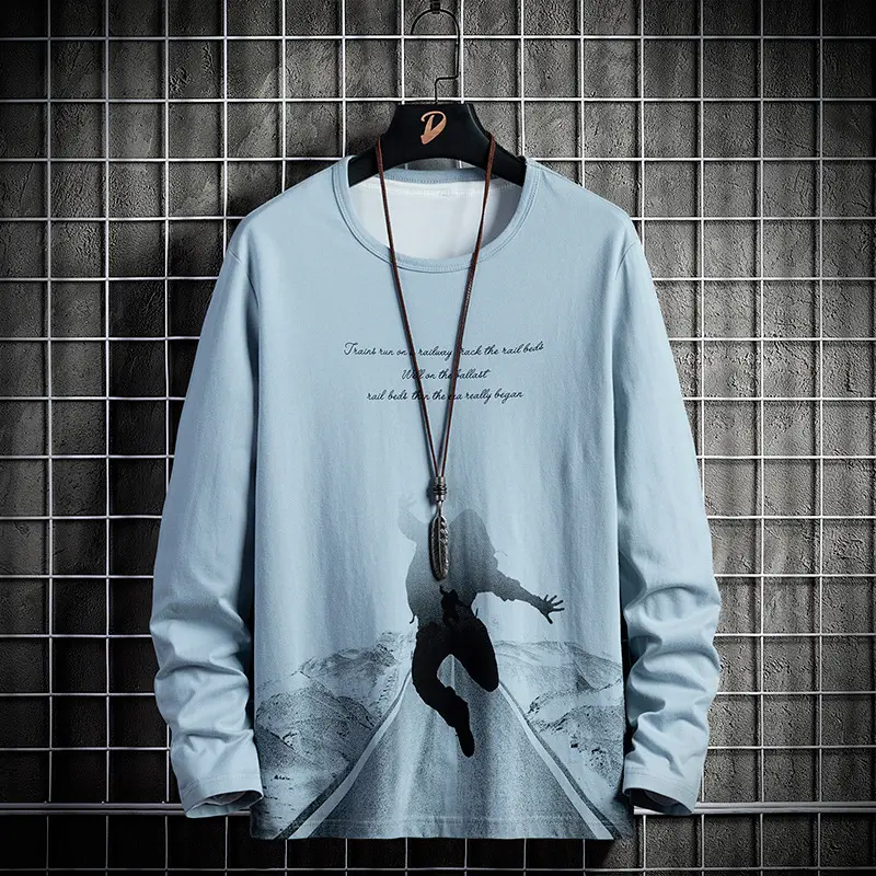 2025 Long Sleeve Pure Cotton T-Shirt Black Korean Style - Image 4