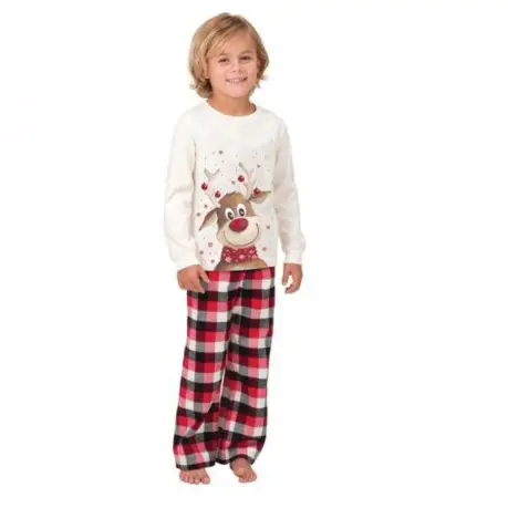 Kids Christmas Pajamas Set Cotton Plaid Winter Pajamas