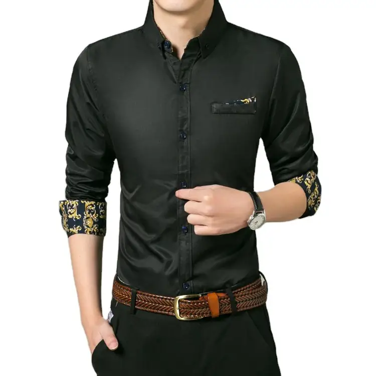 Men Light Blue Slim Fit Long Sleeve Shirt with Embroidered Sleeves - Image 6