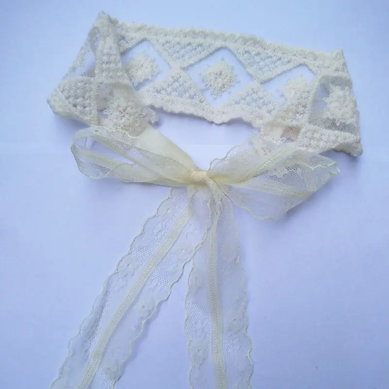 White Korean Style Baby Hair Band with Lace - Image 4