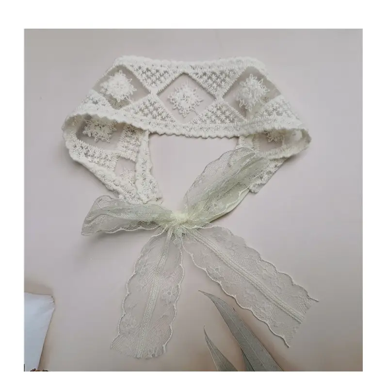 White Korean Style Baby Hair Band with Lace - Image 6