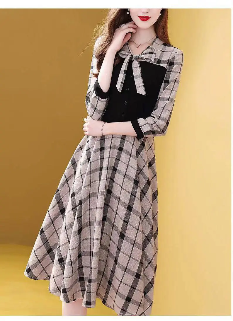 Women Western Plaid Skirt Dress Red Black Waist Slimming — feature 12