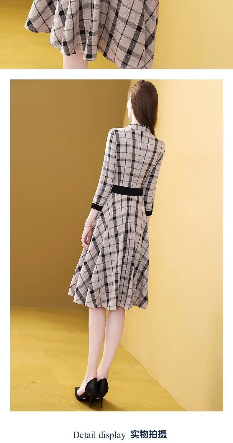 Women Western Plaid Skirt Dress Red Black Waist Slimming — feature 13