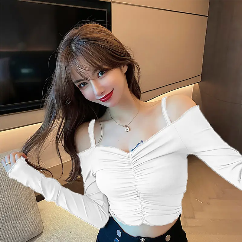 Green Off-Shoulder Long Sleeve Top for Women