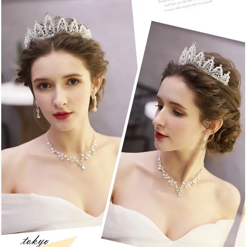 Korean Style Diamond Crown Updo Bridal Accessory - Image 13