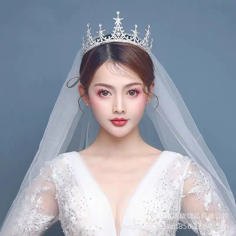 Korean Style Diamond Crown Updo Bridal Accessory - Image 10