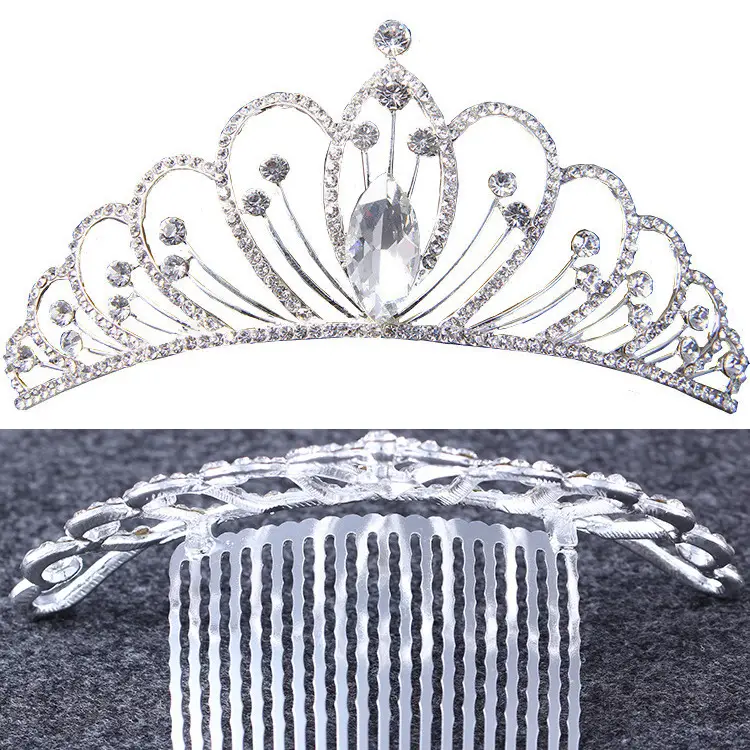 Korean Style Diamond Crown Updo Bridal Accessory - Image 11