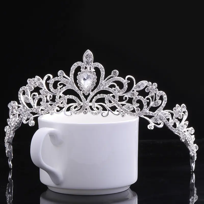 Korean Style Diamond Crown Updo Bridal Accessory - Image 3