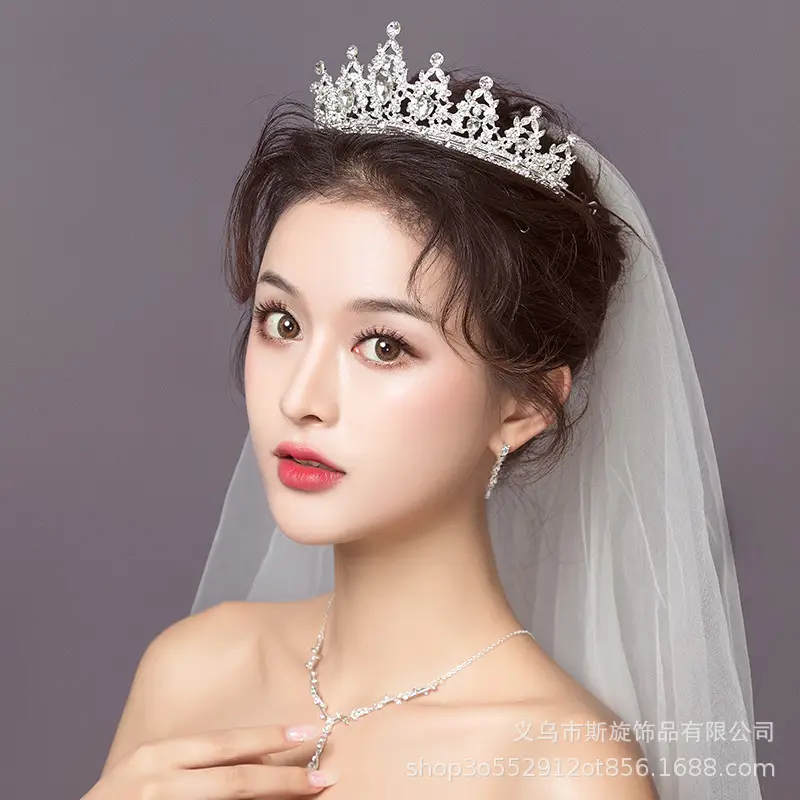 Korean Style Diamond Crown Updo Bridal Accessory - Image 4