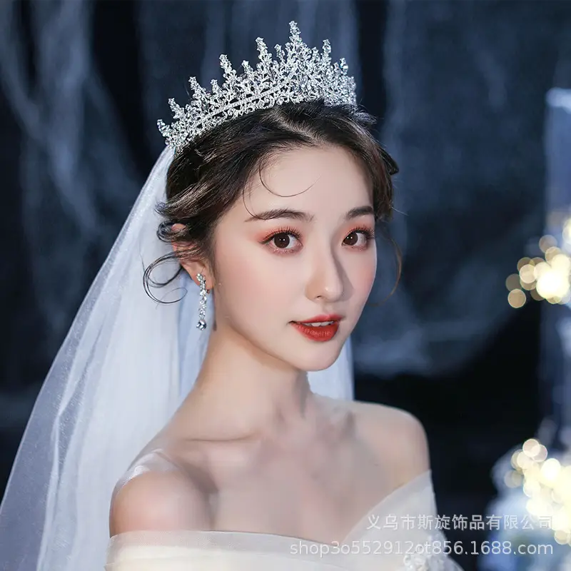 Korean Style Diamond Crown Updo Bridal Accessory - Image 6