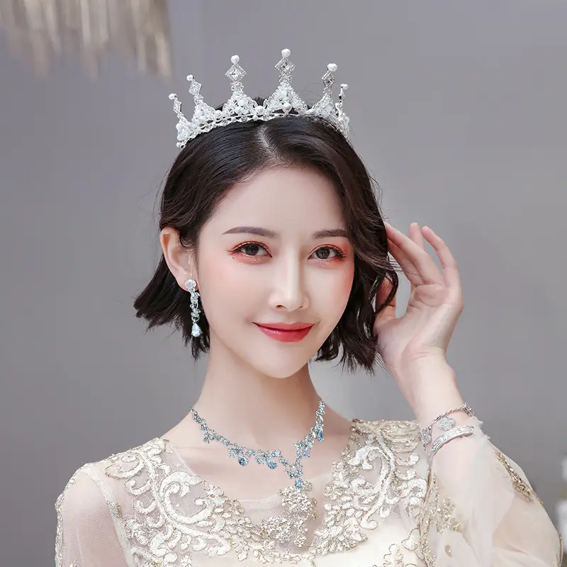 Korean Style Diamond Crown Updo Bridal Accessory - Image 7