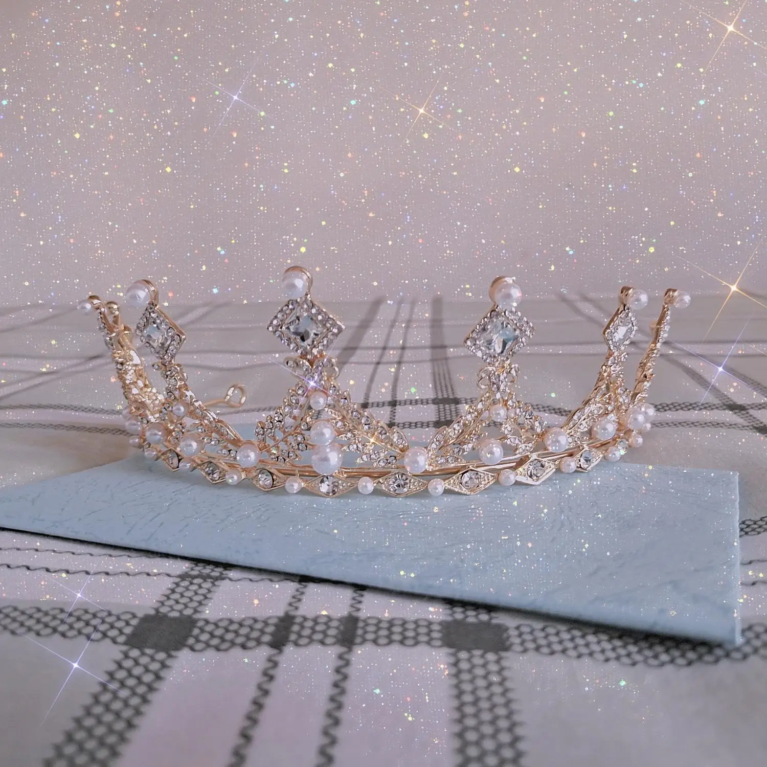 Korean Style Diamond Crown Updo Bridal Accessory - Image 8