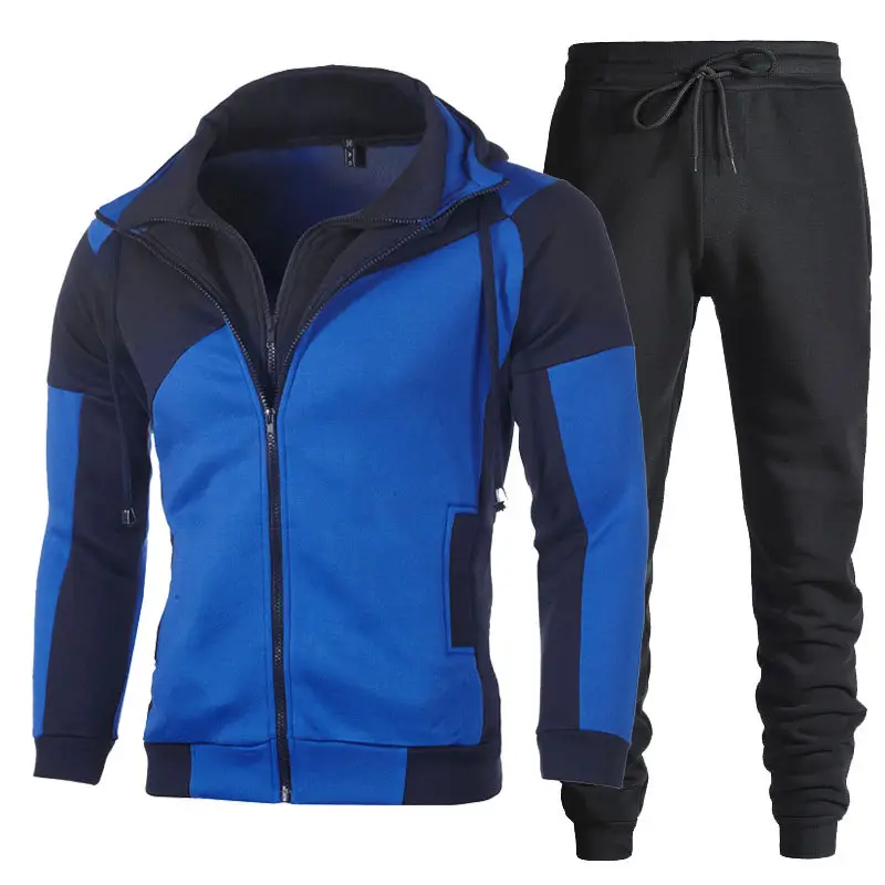 Men Black Grey Fleece Hoodie & Pants Set - Image 4