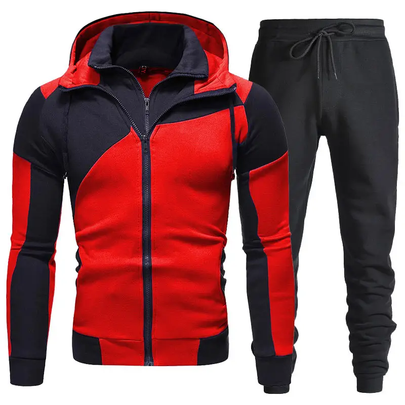 Men Black Grey Fleece Hoodie & Pants Set - Image 2