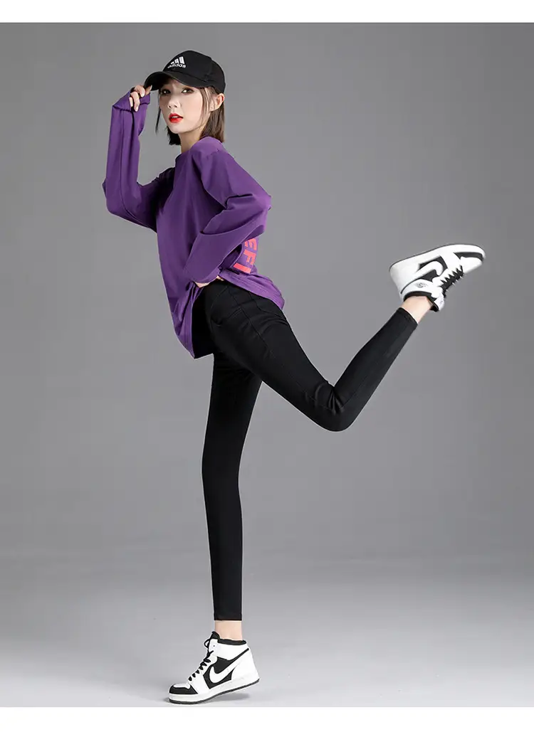 Black Long Leggings Winter Fit Large Size - Image 2