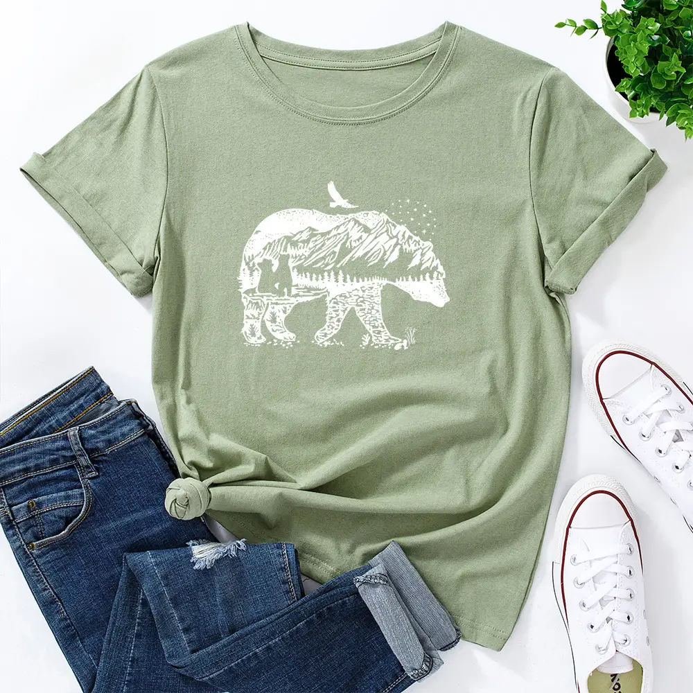 Women Cotton Polar Bear Graphic T-Shirt Navy Blue - Image 10