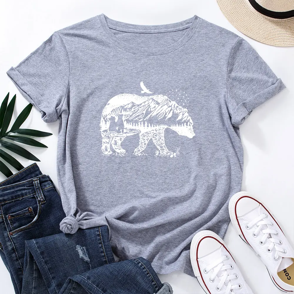 Women Cotton Polar Bear Graphic T-Shirt Navy Blue - Image 9