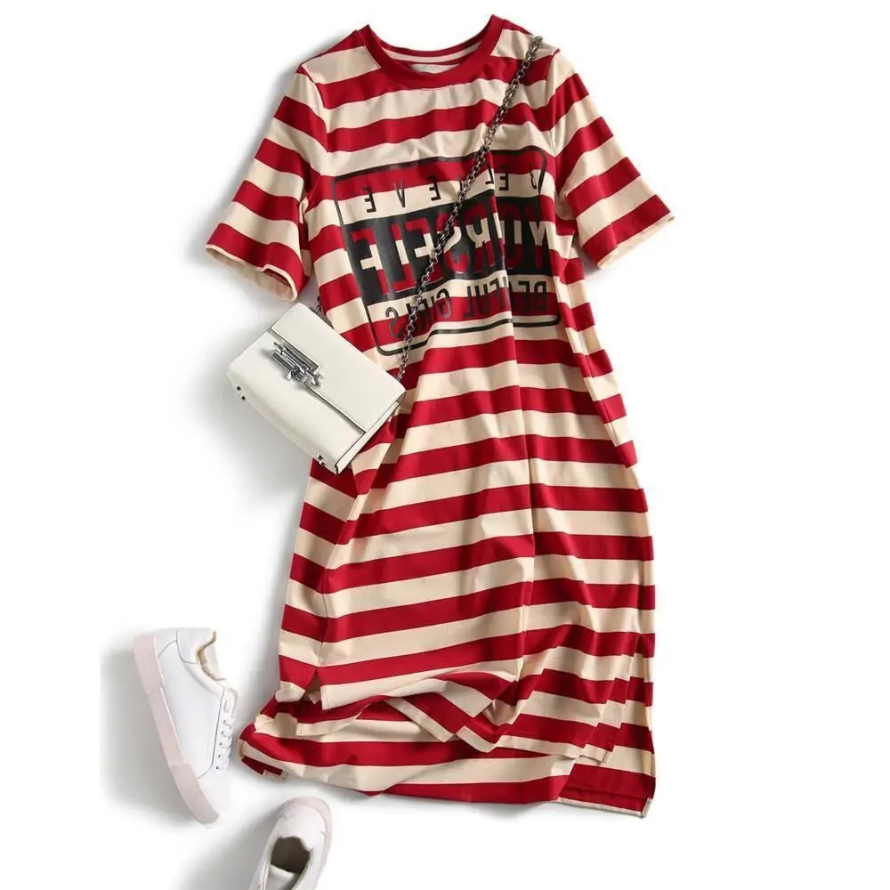 Women Korean Stripe Printed Mid-Length Dress - Image 7