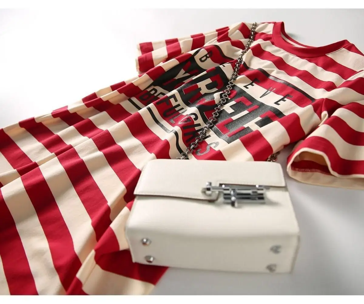 Women Korean Stripe Printed Mid-Length Dress — feature 13