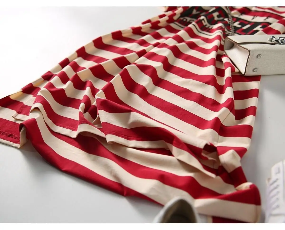 Women Korean Stripe Printed Mid-Length Dress — feature 14