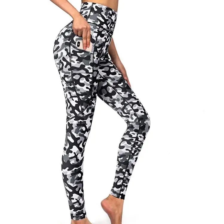 High-Elastic Printed Running Leggings Grey Xy493 - Image 5