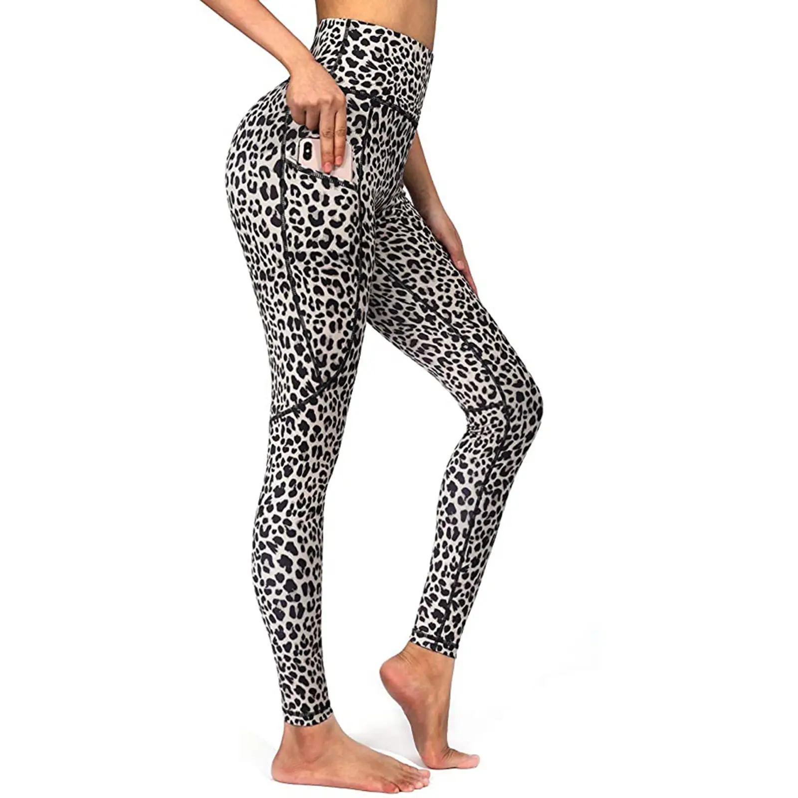 High-Elastic Printed Running Leggings Grey Xy493 - Image 7