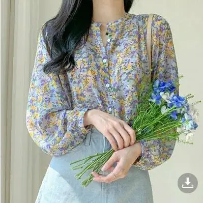 Women Floral Trumpet Sleeve Chiffon Shirt 2025 Summer - Image 6