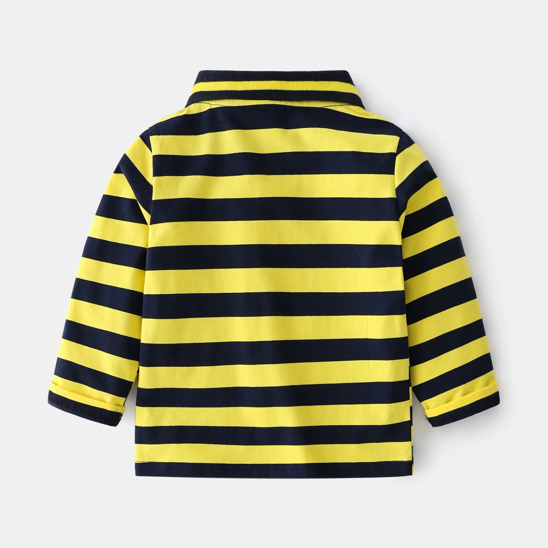 Kids Striped Polo Shirt Yellow Black Long Sleeve - Image 4