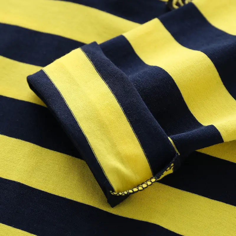 Kids Striped Polo Shirt Yellow Black Long Sleeve - Image 5