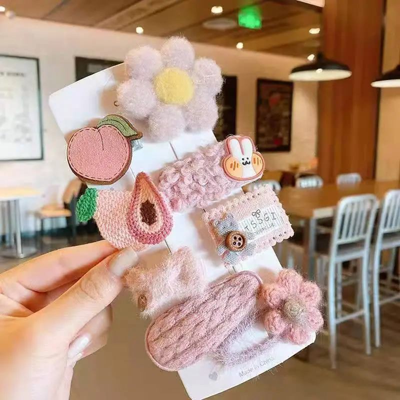 Cute Plush Hairpins for Girls Pink Princess Design - Image 6
