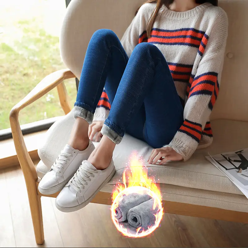 Fleece Lined Thickened Jeans Women Winter 2021 - Image 7
