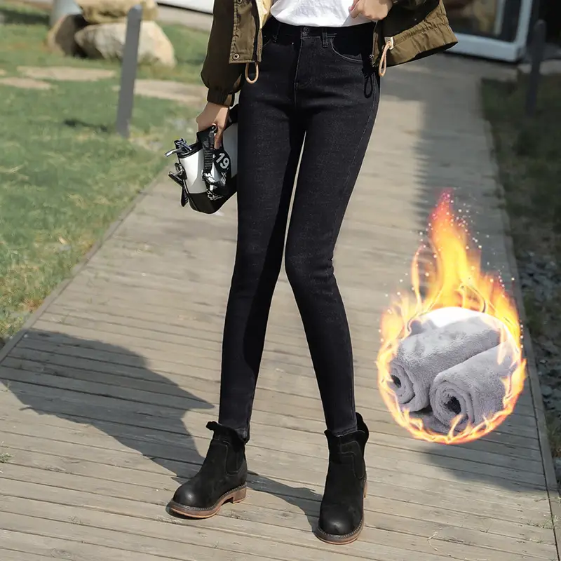 Fleece Lined Thickened Jeans Women Winter 2021 - Image 8