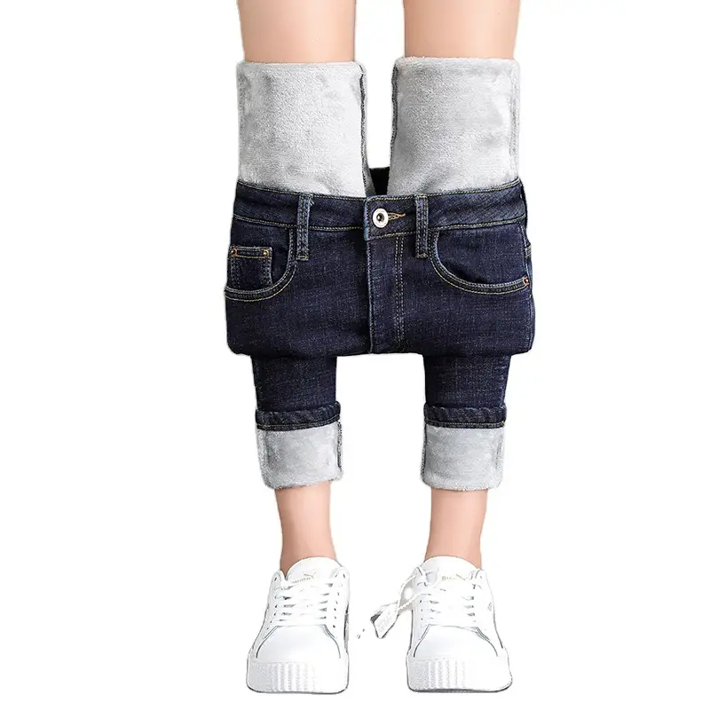 Fleece Lined Thickened Jeans Women Winter 2021 - Image 9