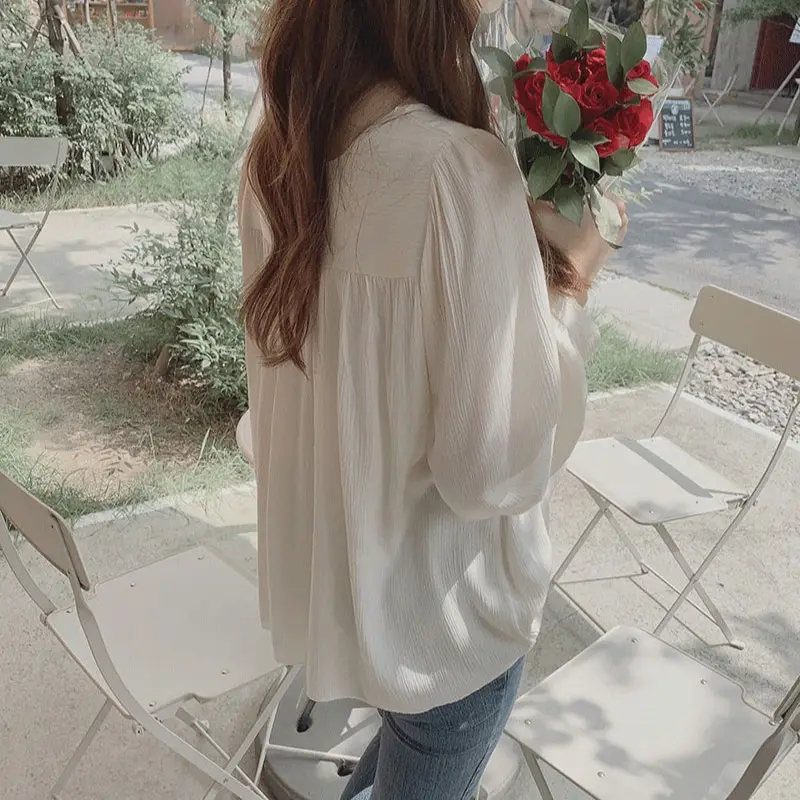 Women's Long Sleeve Satin Shirt Loose Chiffon Base - Image 4
