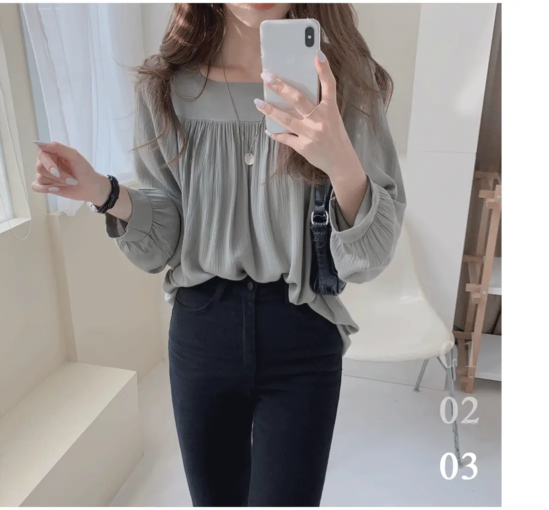 Women's Long Sleeve Satin Shirt Loose Chiffon Base — feature 13