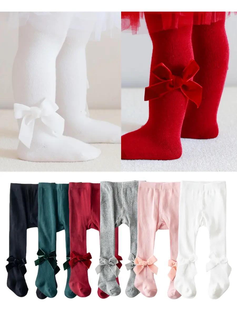 Velvet Bow Baby Tights European American Style - Image 8