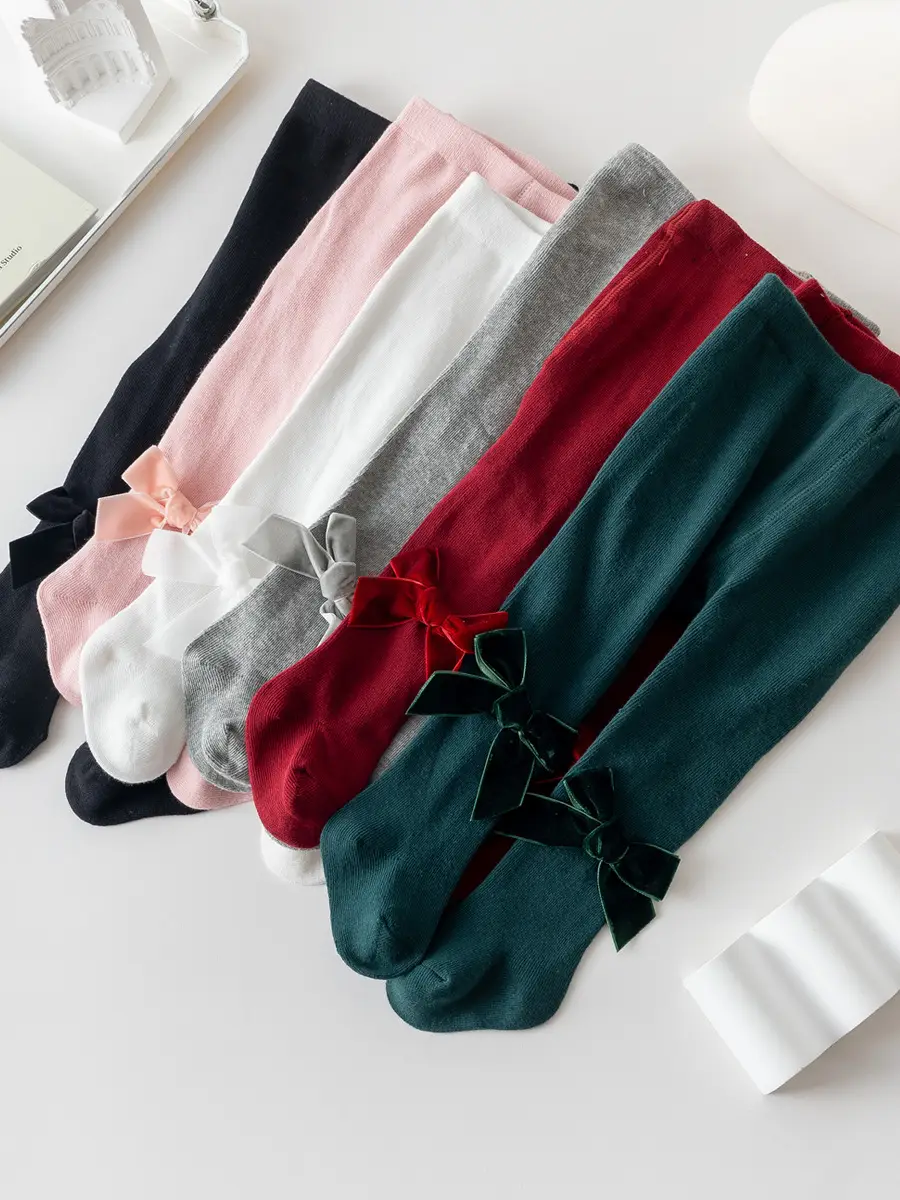 Velvet Bow Baby Tights European American Style - Image 10