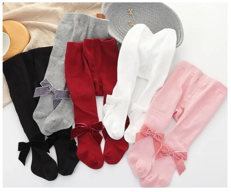 Velvet Bow Baby Tights European American Style — feature 6