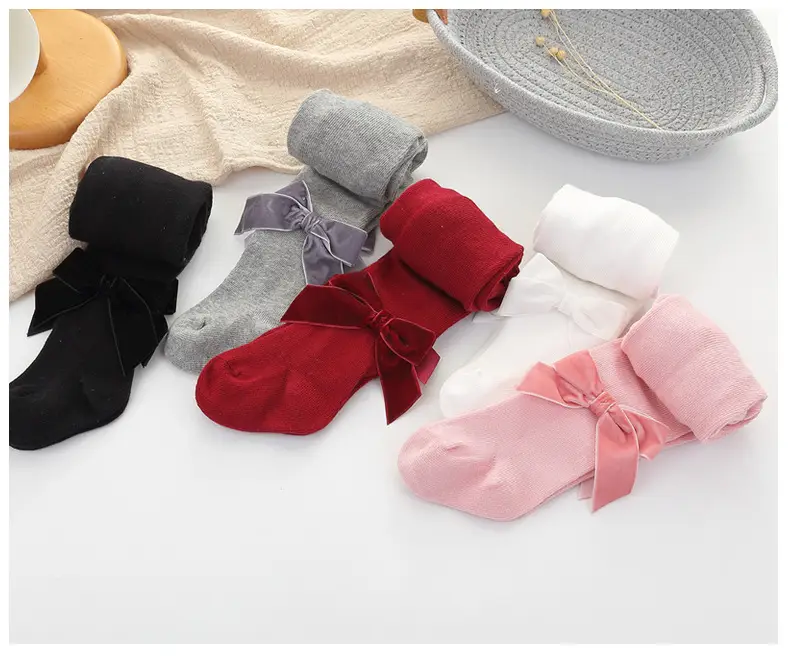 Velvet Bow Baby Tights European American Style — feature 7