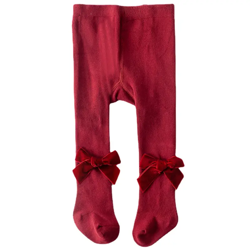 Velvet Bow Baby Tights European American Style - Image 3