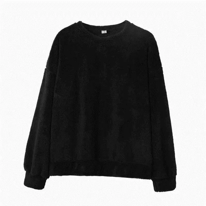 Men's Black Fleece Lined Crewneck Sweater Winter Jacket - Image 7