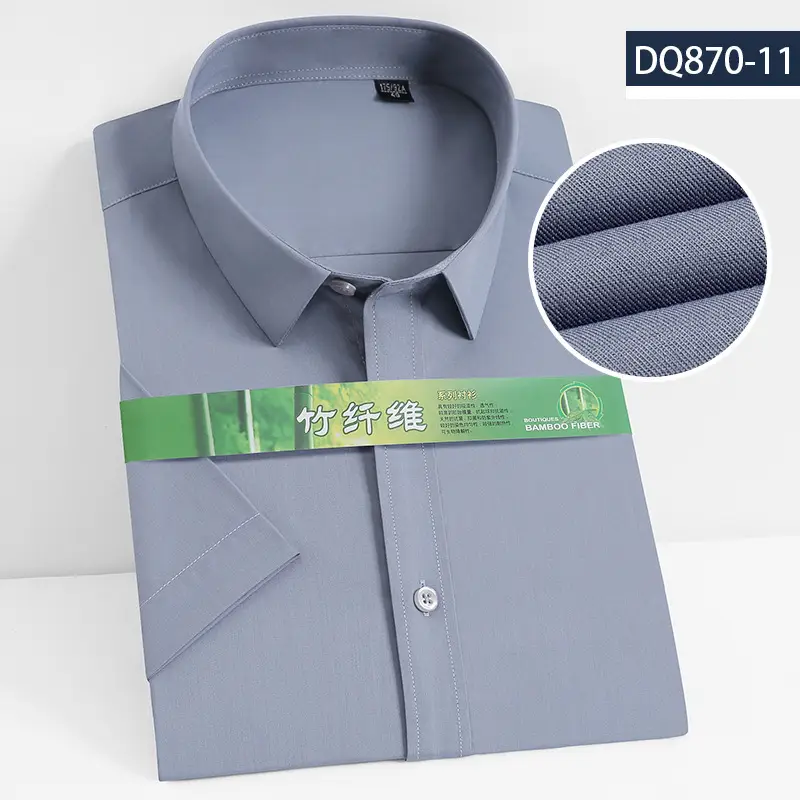 Men's Elastic Bamboo Fiber Business Shirt White Short Sleeve - Image 10