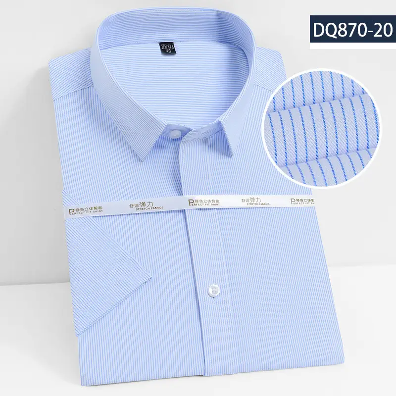 Men's Elastic Bamboo Fiber Business Shirt White Short Sleeve - Image 11