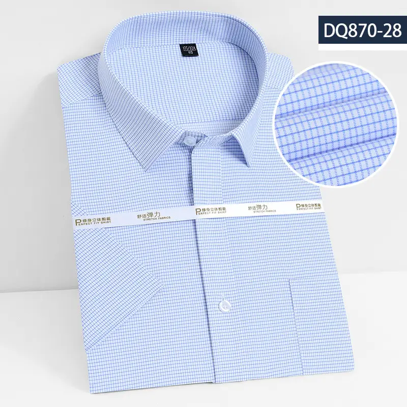 Men's Elastic Bamboo Fiber Business Shirt White Short Sleeve - Image 17