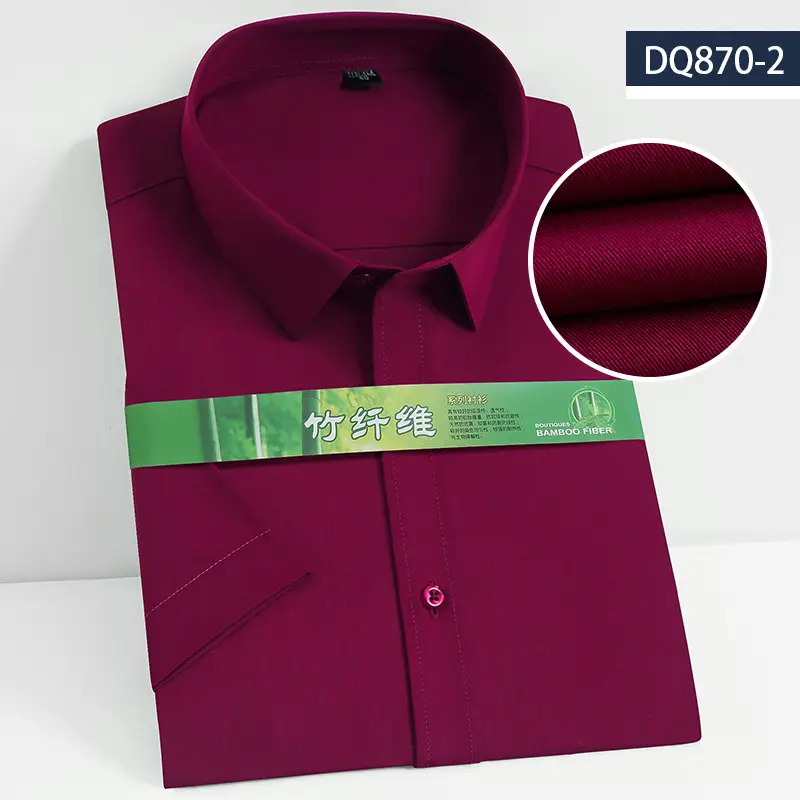 Men's Elastic Bamboo Fiber Business Shirt White Short Sleeve - Image 2