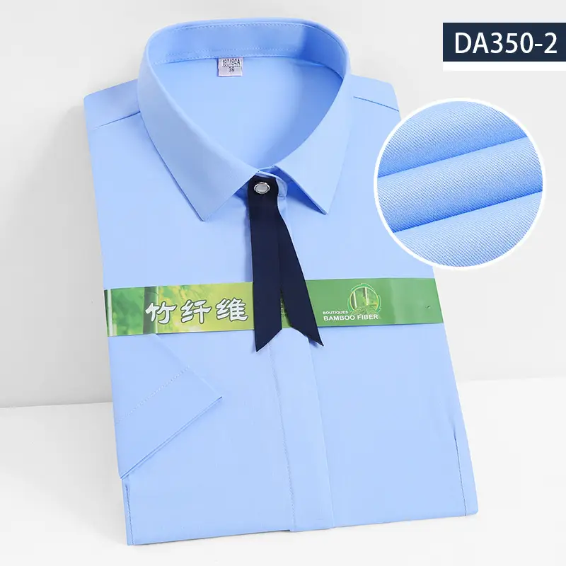 Men's Elastic Bamboo Fiber Business Shirt White Short Sleeve - Image 20