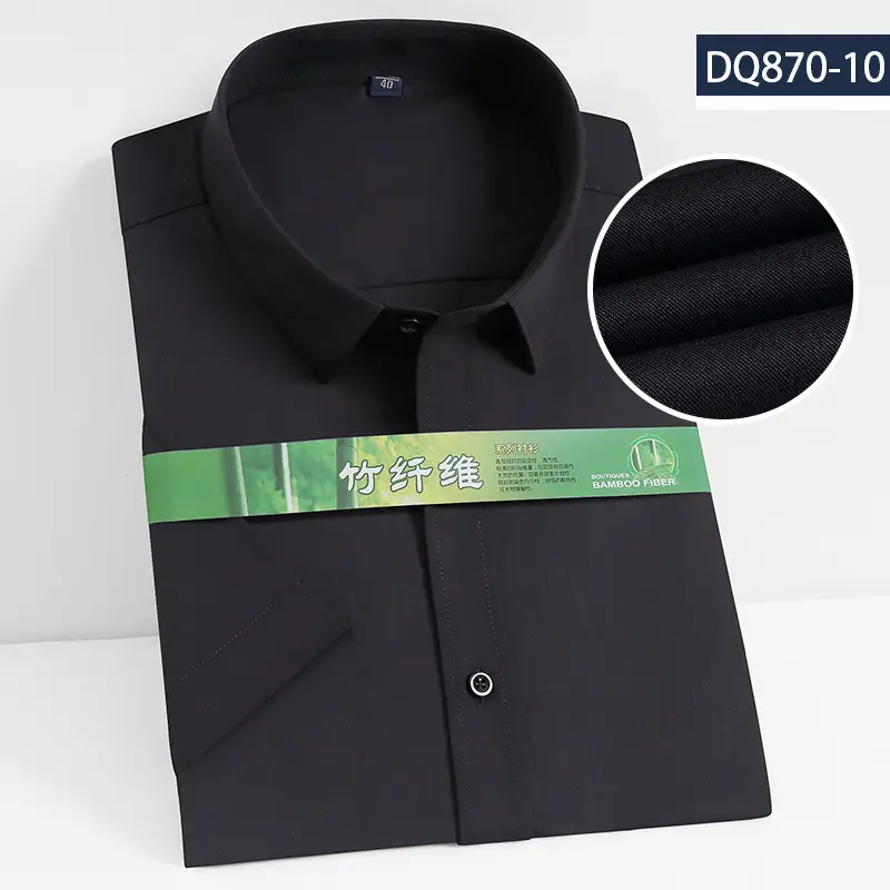 Men's Elastic Bamboo Fiber Business Shirt White Short Sleeve - Image 9